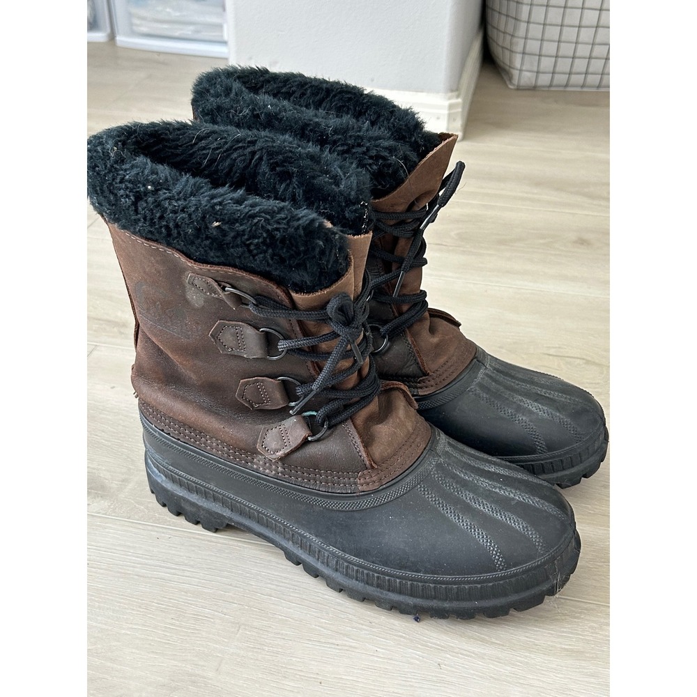 Vintage Sorel Kaufman Caribou Men's 9 Leather Pac Snow Boots Made in Canada